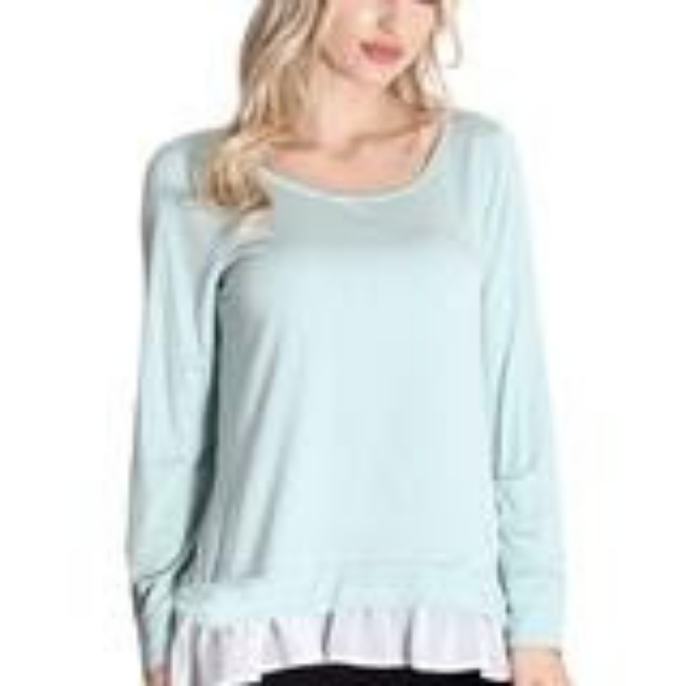 Mint Color Block ruffle top